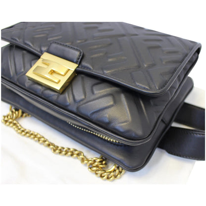 FENDI Upside Down Leather Belt Bag Black