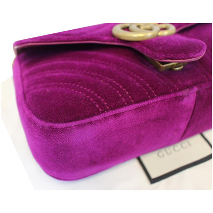 GUCCI GG Marmont Velvet Mini Shoulder Crossbody Bag Purple