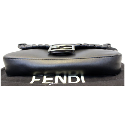 FENDI BAGUETTE Black Leather Shoulder Bag