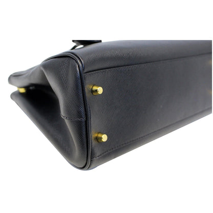 PRADA Saffiano Lux Small Double-Zip Tote Bag Black