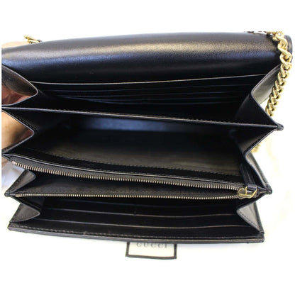 GUCCI GG Marmont Matelasse Black Leather Mini Crossbody Bag