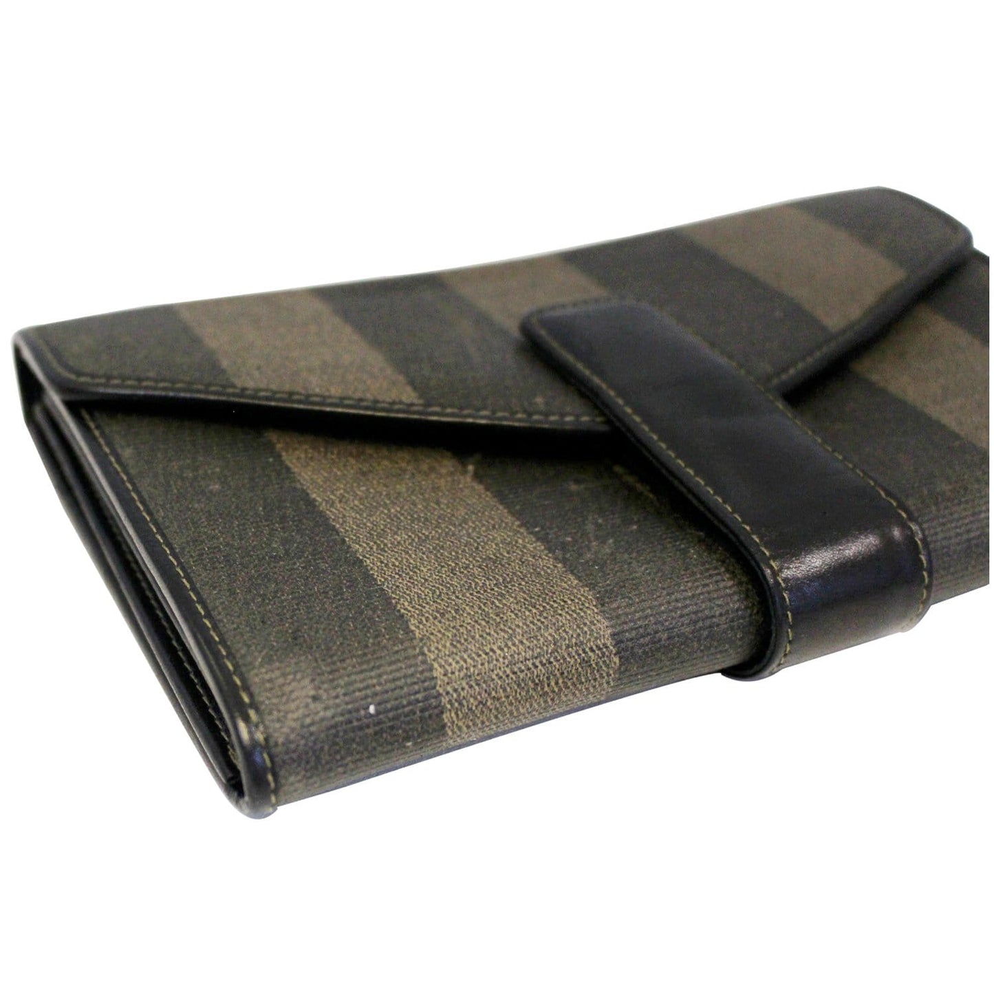FENDI Vintage Pequin Stripe Wallet Brown