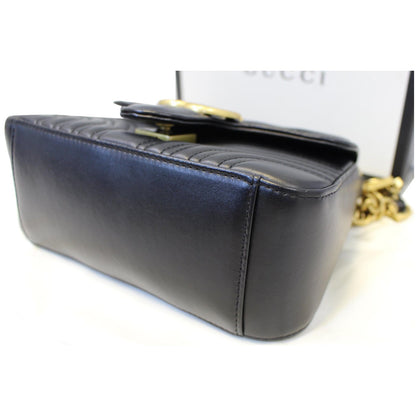 GUCCI GG Marmont Mini Leather Top Handle Bag Black 547260
