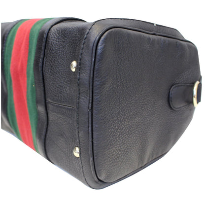 GUCCI Vintage Web Medium Boston Bag Black 247205