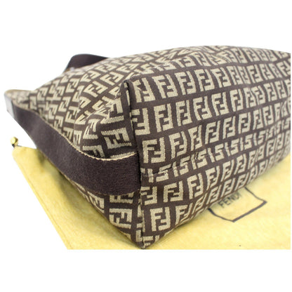 FENDI Zucchino Canvas Crossbody Bag Brown