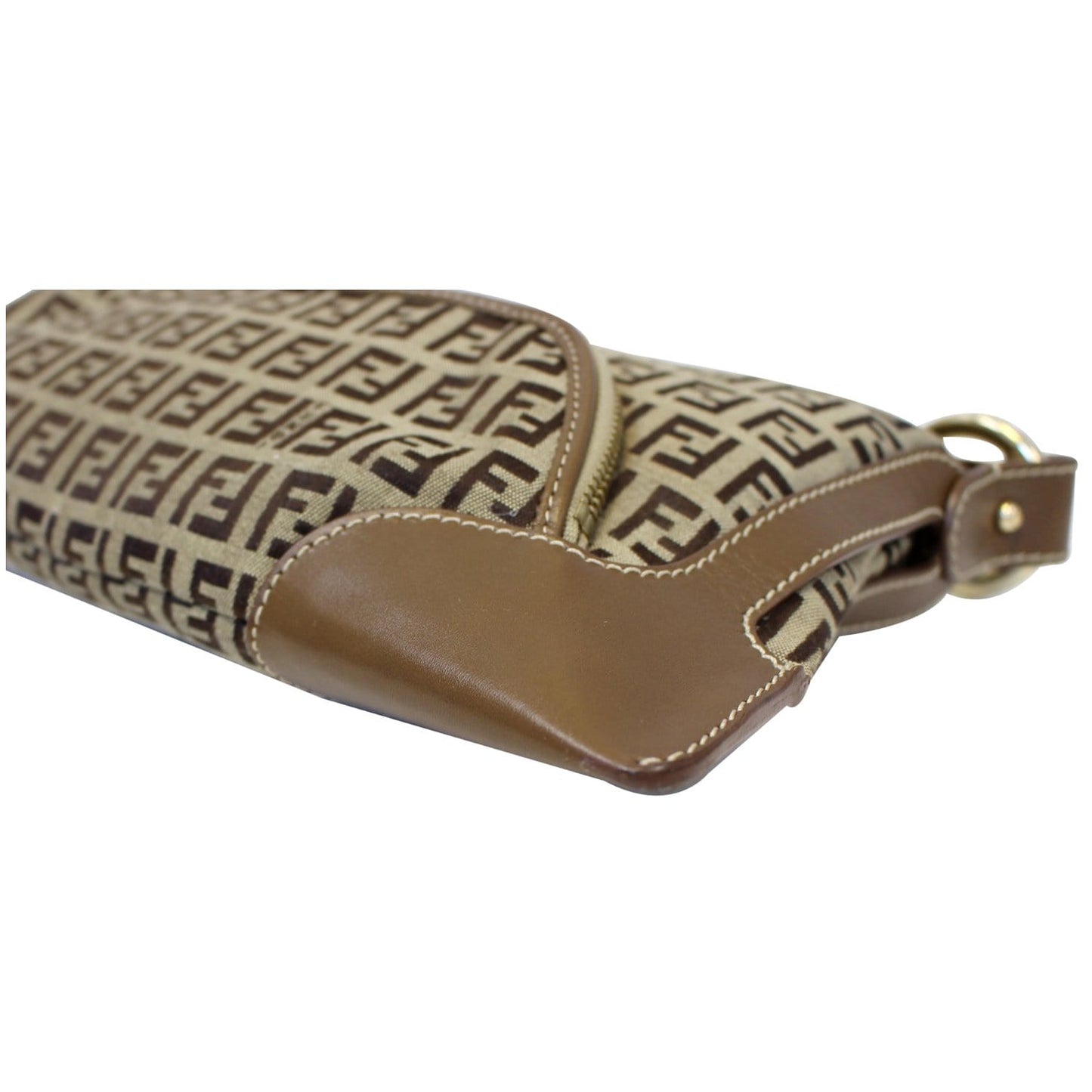 FENDI Zucca Small Canvas Shoulder Bag Beige