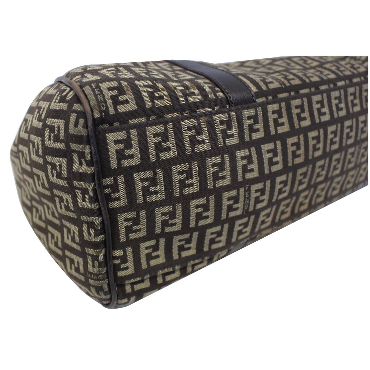 FENDI Zucchino Canvas Shoulder Bag Brown