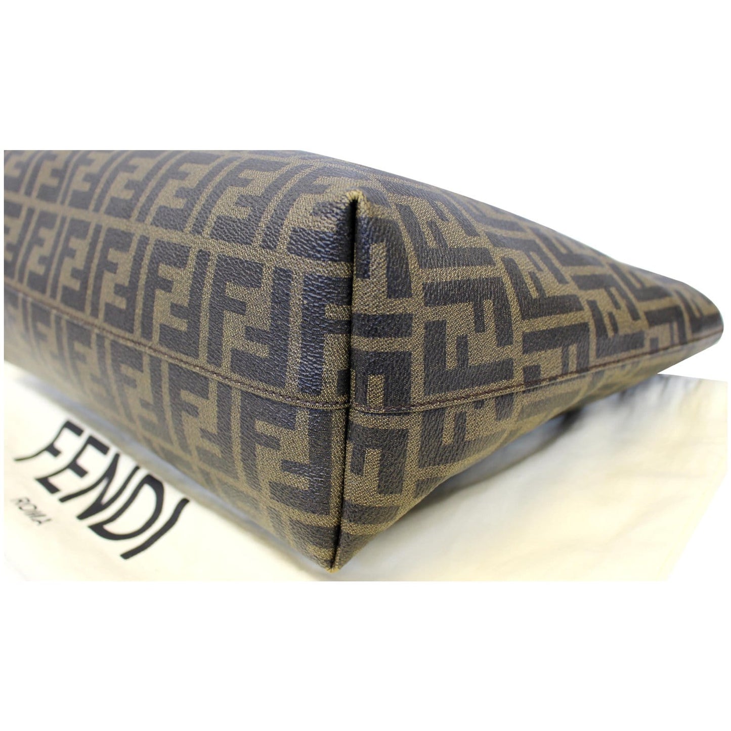 FENDI Zucca Print Canvas Small Roll Tote Bag Brown