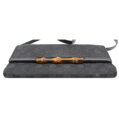 GUCCI Bamboo GG Monogram Canvas Clutch Bag Black