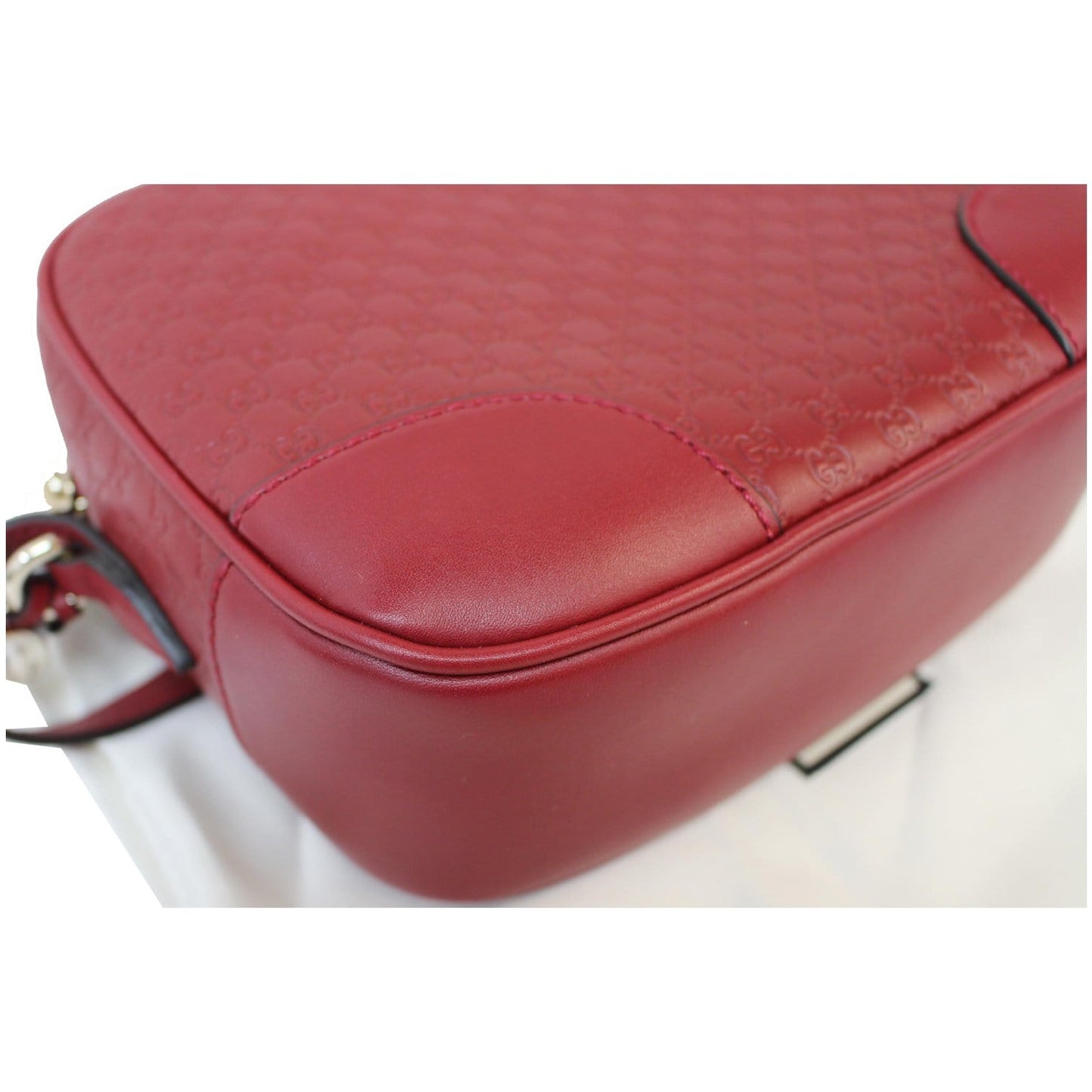GUCCI Bree Micro GG Guccissima Leather Crossbody Bag Red 449413