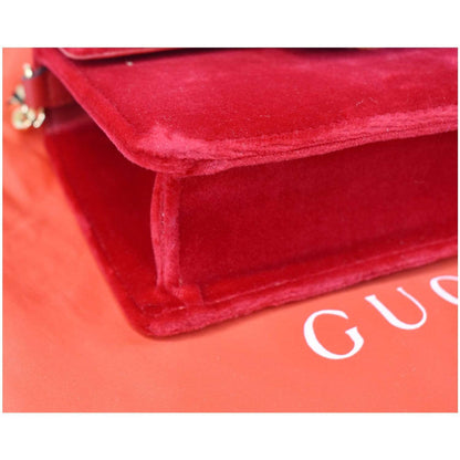 GUCCI Broadway Mini Velvet Crossbody Bag Red 544242 - Final Sale