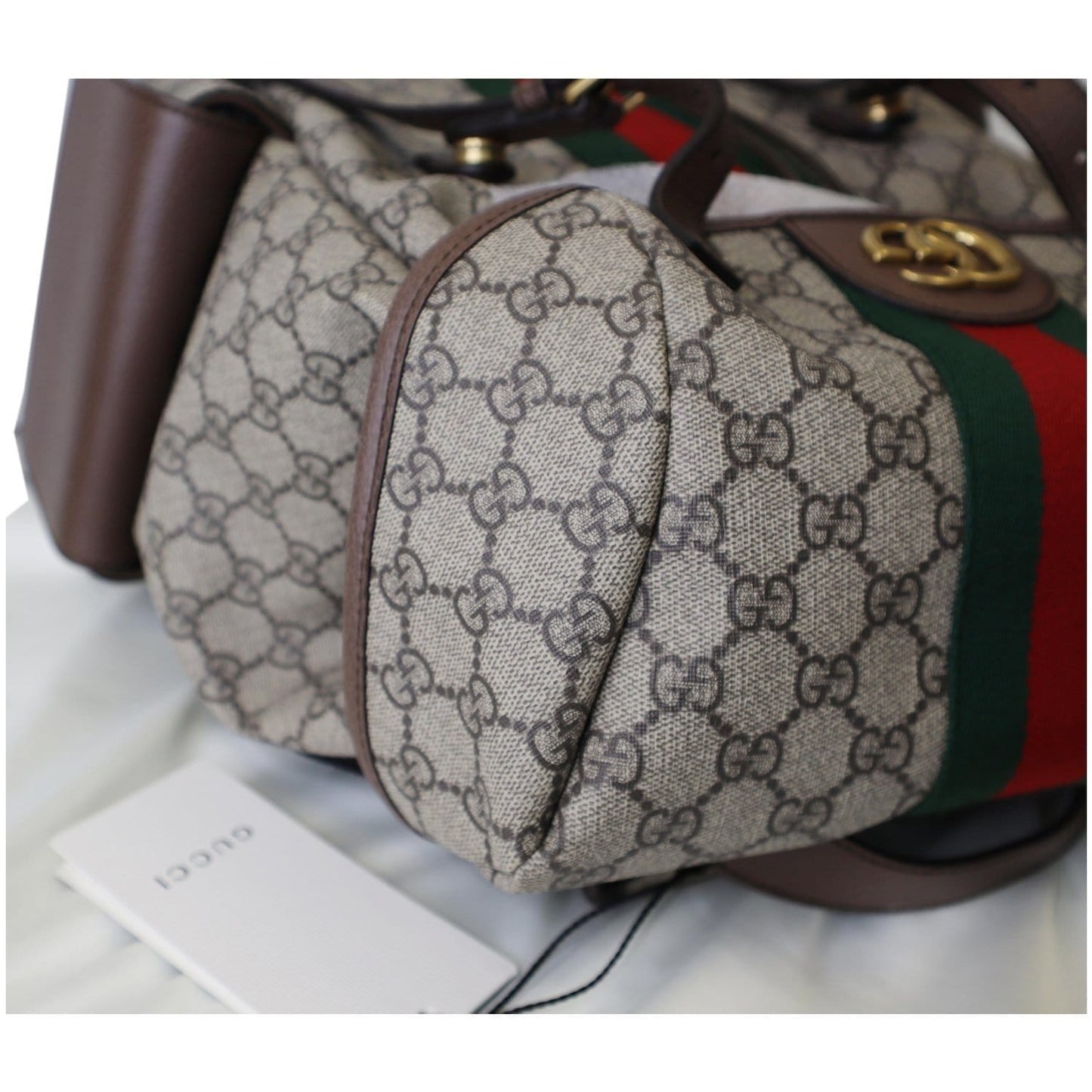 GUCCI Ophidia GG Medium Supreme Canvas Backpack Beige/Ebony 598140