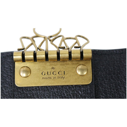 GUCCI Animalier Bee Leather Key Case Black 523683