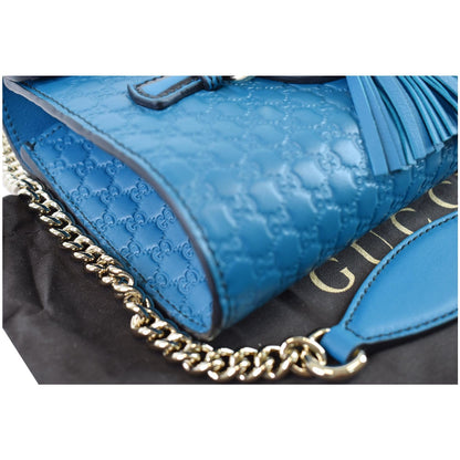 GUCCI Emily Mini Micro GG Guccissima Leather Shoulder Bag Teal