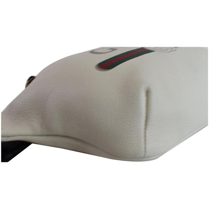 GUCCI Print Leather Medium Belt Waist Bum Bag White 530412