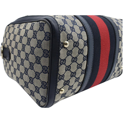 GUCCI Vintage Web Original GG Boston Bag Blue 247205