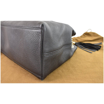 GUCCI Soho Pebbled Leather Chain Shoulder Bag 308982 Black