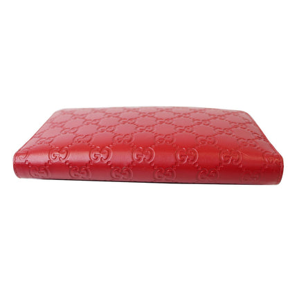 GUCCI Signature Continental Guccissima Zip Around Wallet Red 233194