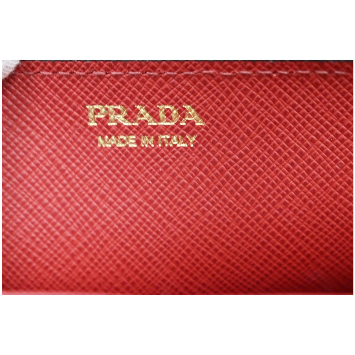 PRADA Saffiano Heart Print Long Leather Wallet on Chain Crossbody Bag Black