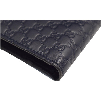 GUCCI Micro Guccissima Large Bi-fold Leather Wallet Black 292534