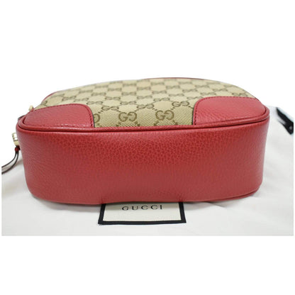 GUCCI Bree GG Canvas Leather Crossbody Bag Beige 449413