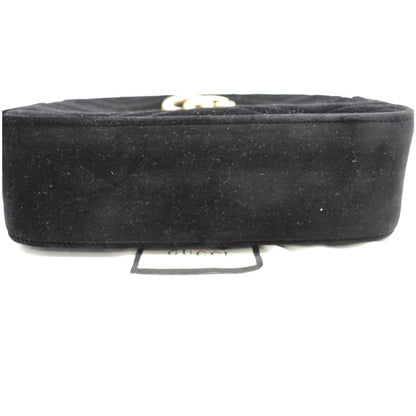 GUCCI  GG Marmont Small Velvet Matelasse Crossbody Bag Black 447632