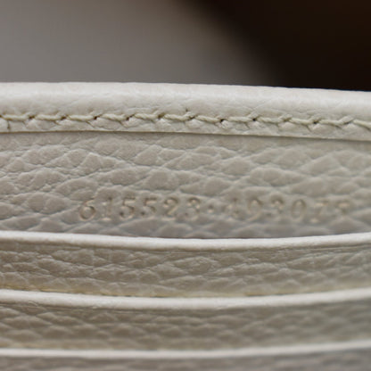 GUCCI GG Interlocking Pebbled Leather Crossbody Bag White 615523