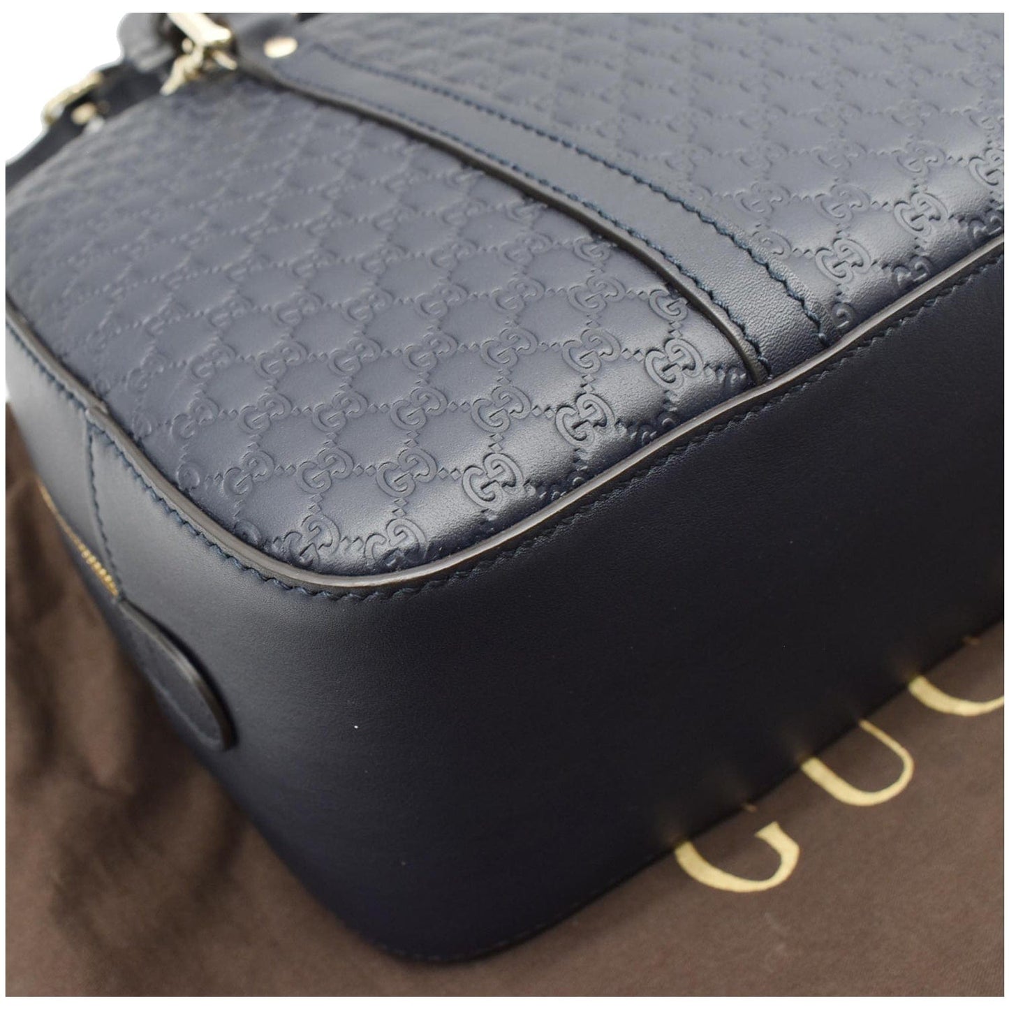 GUCCI Small Microguccissima Leather Crossbody Bag Navy Blue 510286