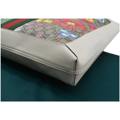 GUCCI Ophidia GG Flora Vertical Shopping Tote Bag White 519335