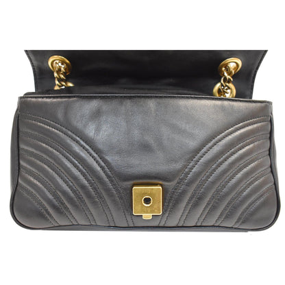 GUCCI GG Marmont Small Matelasse Leather Crossbody Bag Black 443497