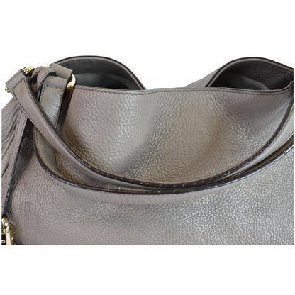 GUCCI Soho Top Handle Pebbled Leather Tote Bag Taupe 282308