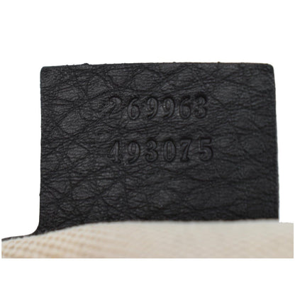 GUCCI Ride Medium Pebbled Leather Top Handle Shoulder Bag Black