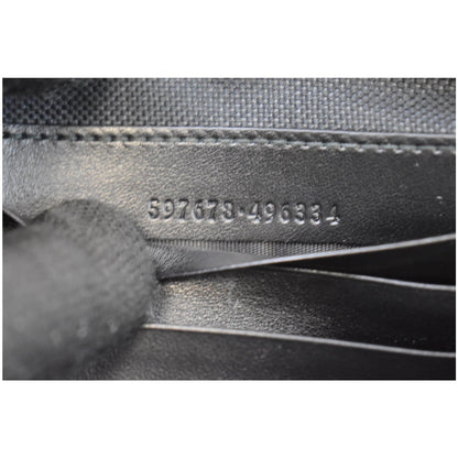 GUCCI Blade Embroidery Leather Wristlet Pouch Black 597678