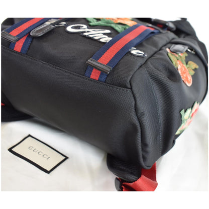 GUCCI Techno Embroidery Fabric Backpack Bag Black 478327