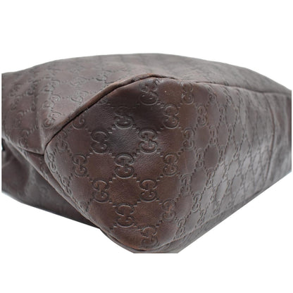 GUCCI Horsebit Large Guccissima Leather Hobo Bag Dark Brown 114900