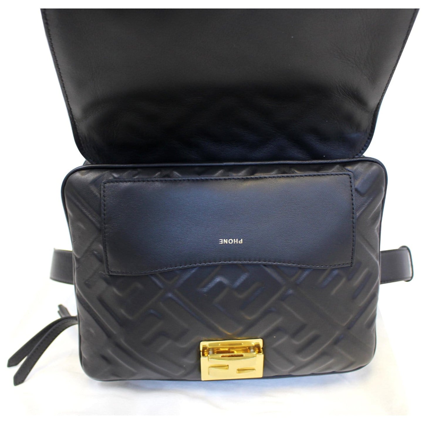 FENDI Upside Down Leather Belt Bag Black