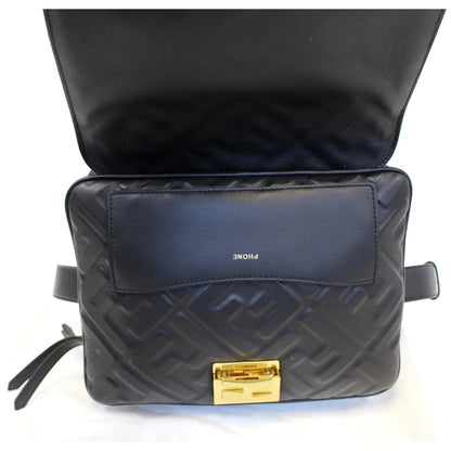 FENDI Upside Down Leather Belt Bag Black