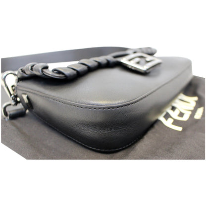 FENDI BAGUETTE Black Leather Shoulder Bag
