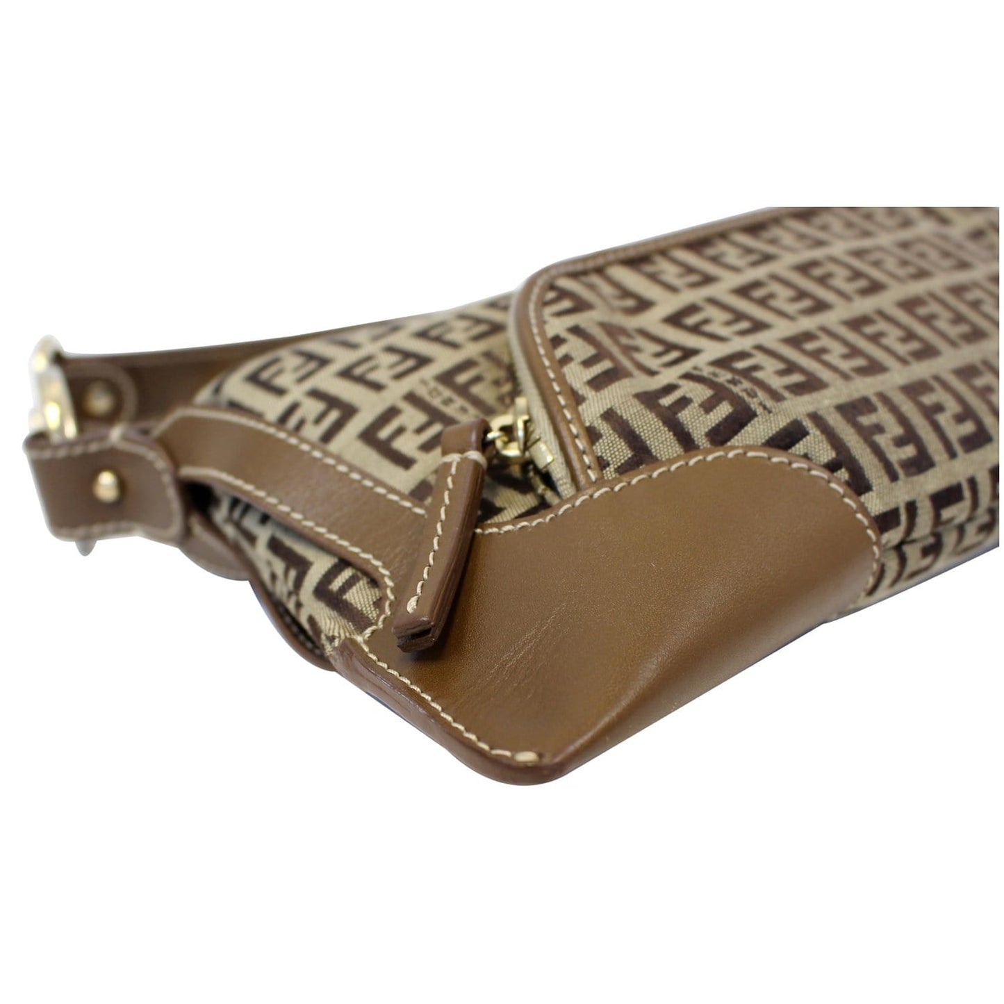 FENDI Zucca Small Canvas Shoulder Bag Beige