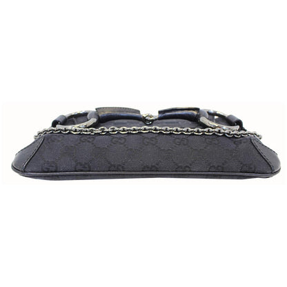 GUCCI Horsebit GG Canvas Clutch Bag Black