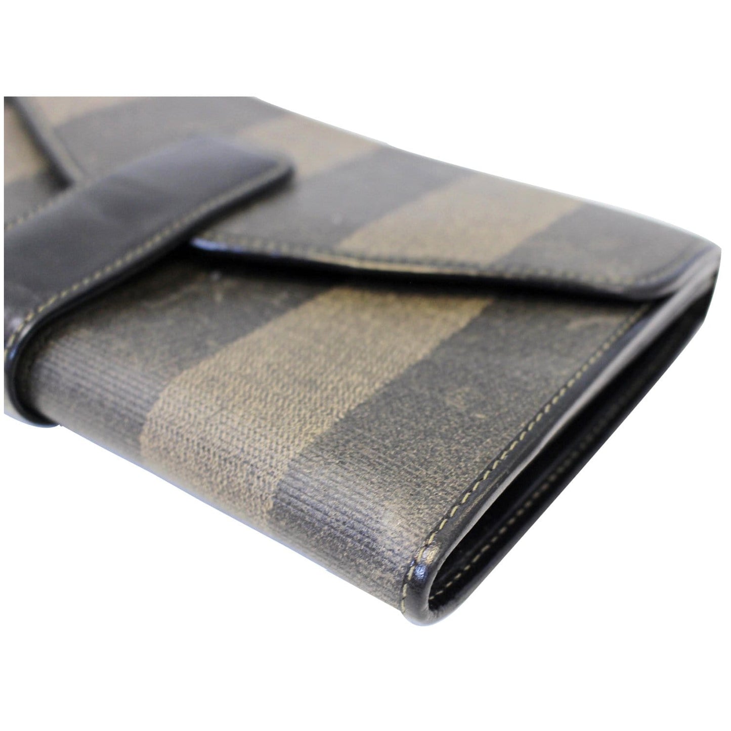 FENDI Vintage Pequin Stripe Wallet Brown