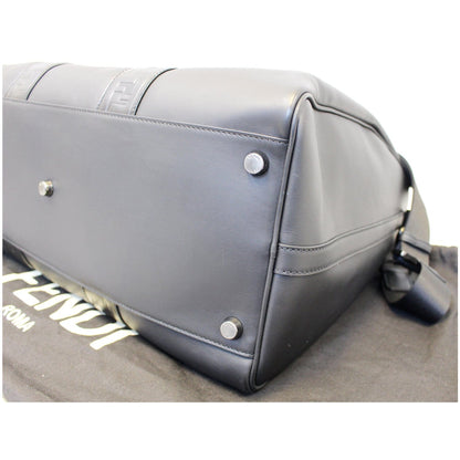 FENDI Black Leather Weekender Satchel Shoulder Bag