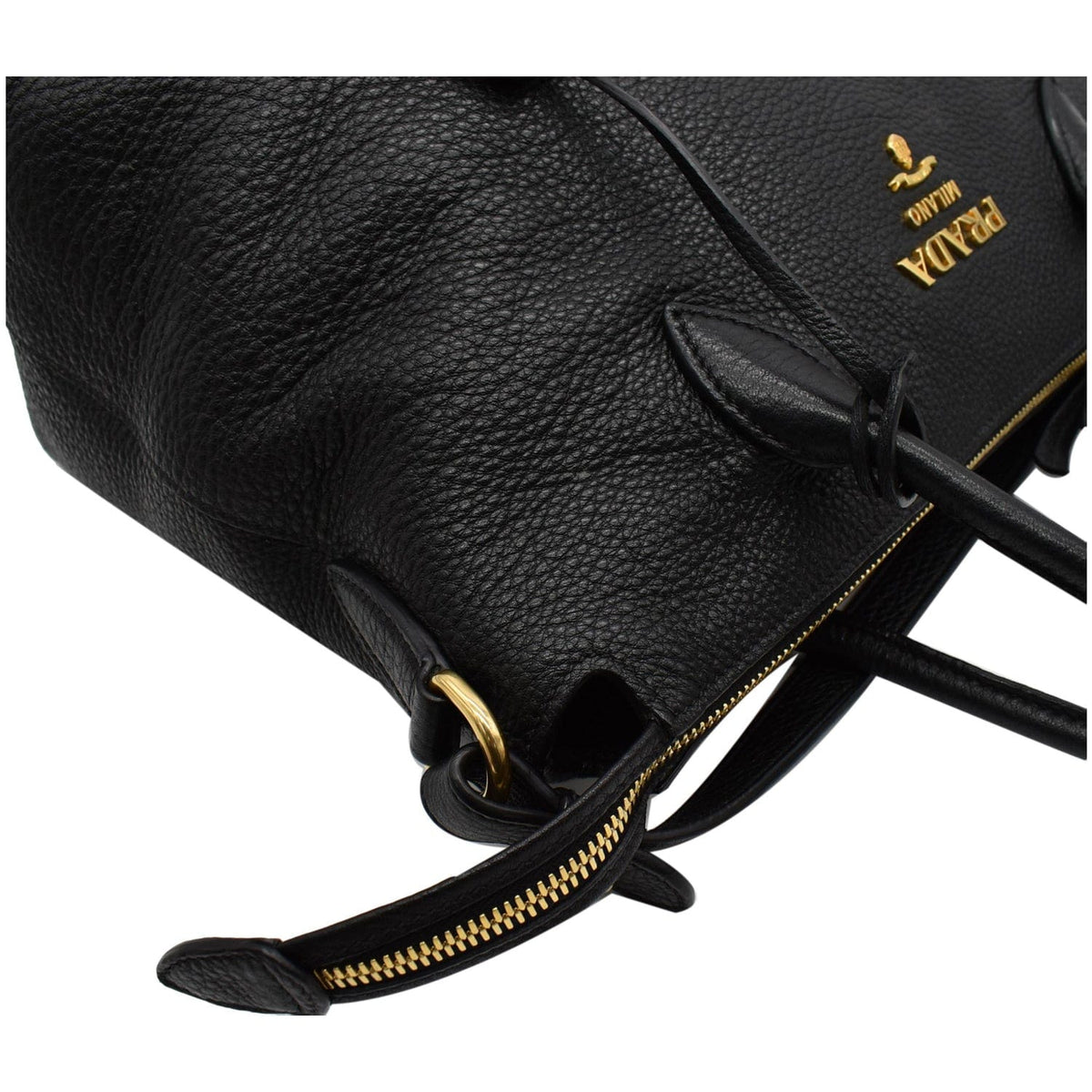 PRADA Vitello 1BA063 Phenix Leather Shoulder Bag Black