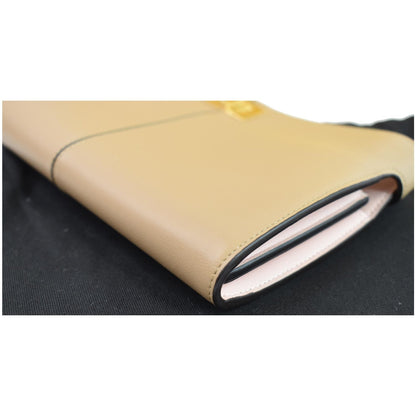 FENDI Peekaboo Iconic Twist Lock Leather Wallet Brown