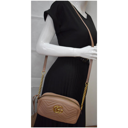 GUCCI GG Marmont Small Matelasse Leather Crossbody Bag Brown 447632 - 15% OFF