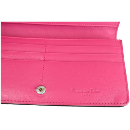 CHRISTIAN DIOR Cannage Lady Dior Charm Leather Wallet Black