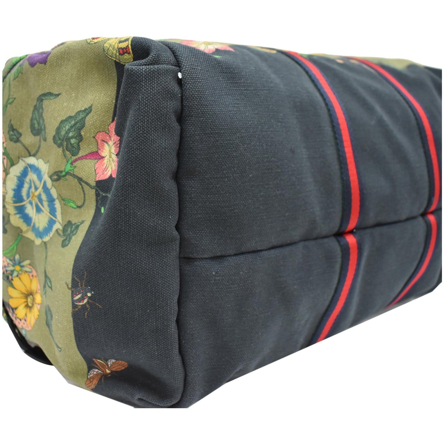 GUCCI Floral Animal Canvas Web Duffel Travel Bag Khaki Green 450983