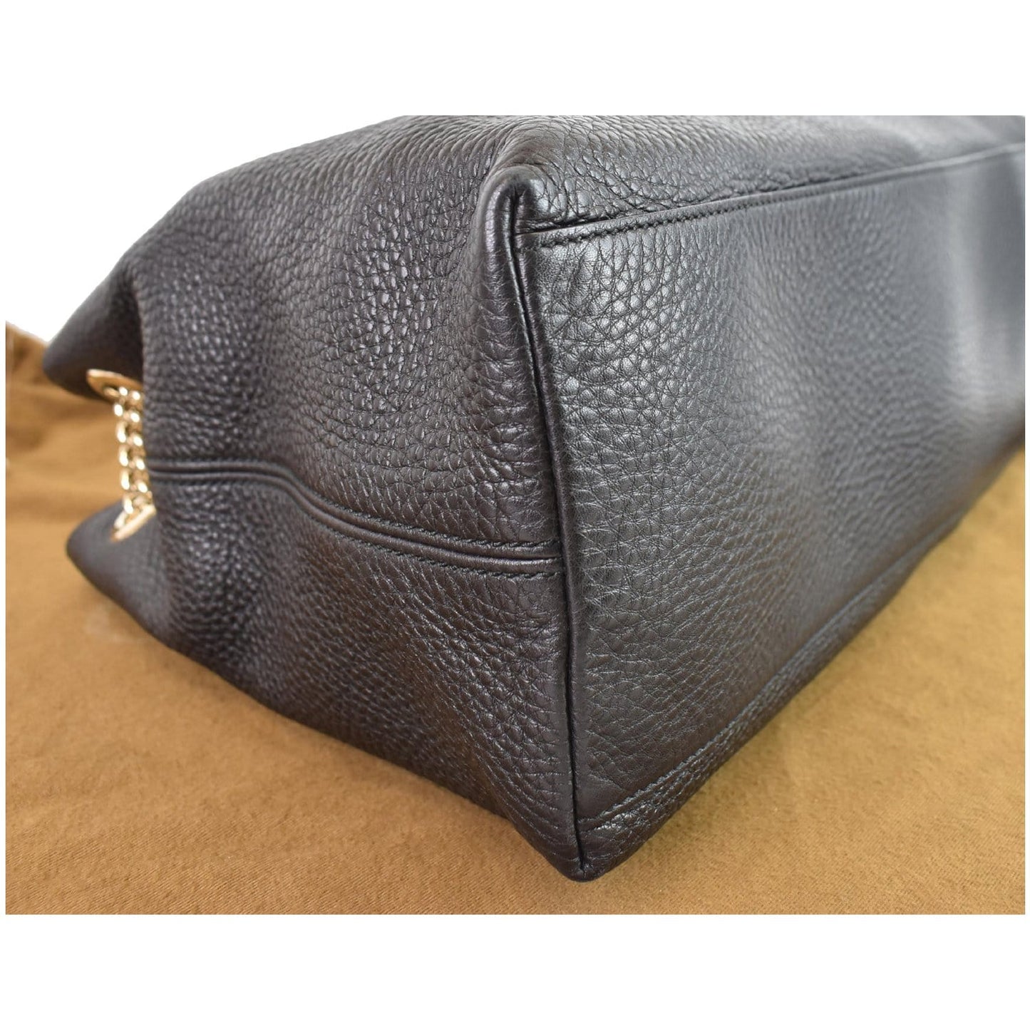GUCCI Soho Pebbled Leather Chain Shoulder Bag 308982 Black