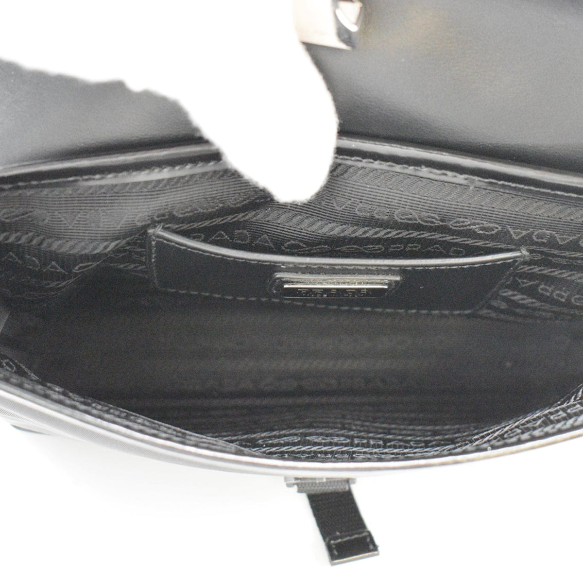 PRADA Re-Nylon Leather Shoulder Bag Black