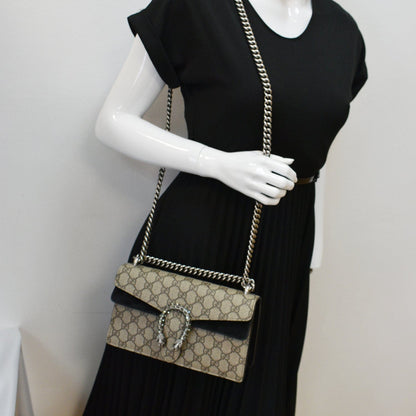 GUCCI Dionysus Small GG Supreme Shoulder Bag Beige 499623